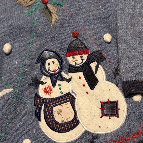 Charming Blue Sweater with Snowman Design - Picture 2 of 12
